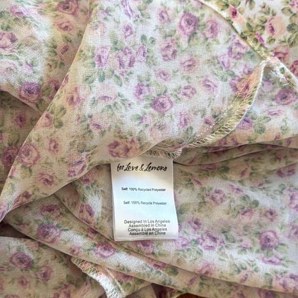 For Love And Lemons Teagan mini Floral White and Pink Dress strapless S - Picture 8 of 9